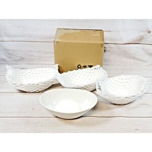 DOWAN Oval Salad Bowls White 9.25" Serving Bowls Set of 4